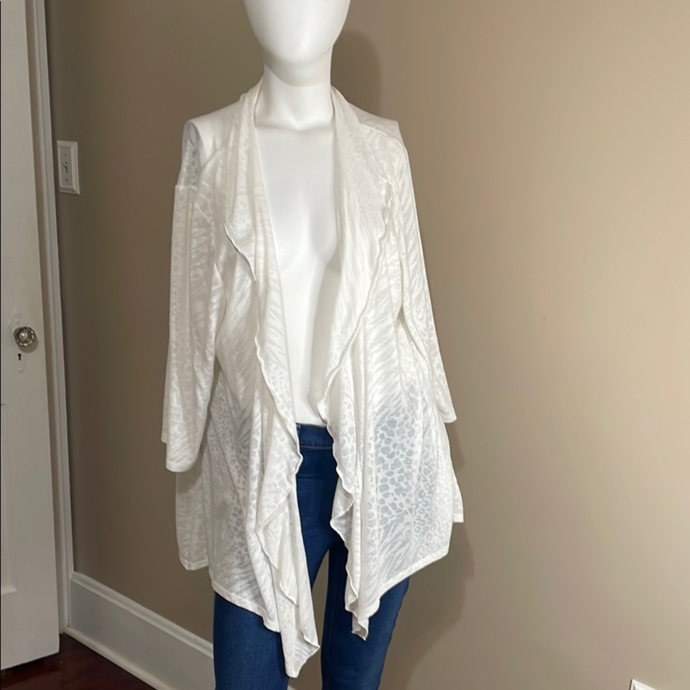 Fashion Bug White Shrug with Waterfall Front